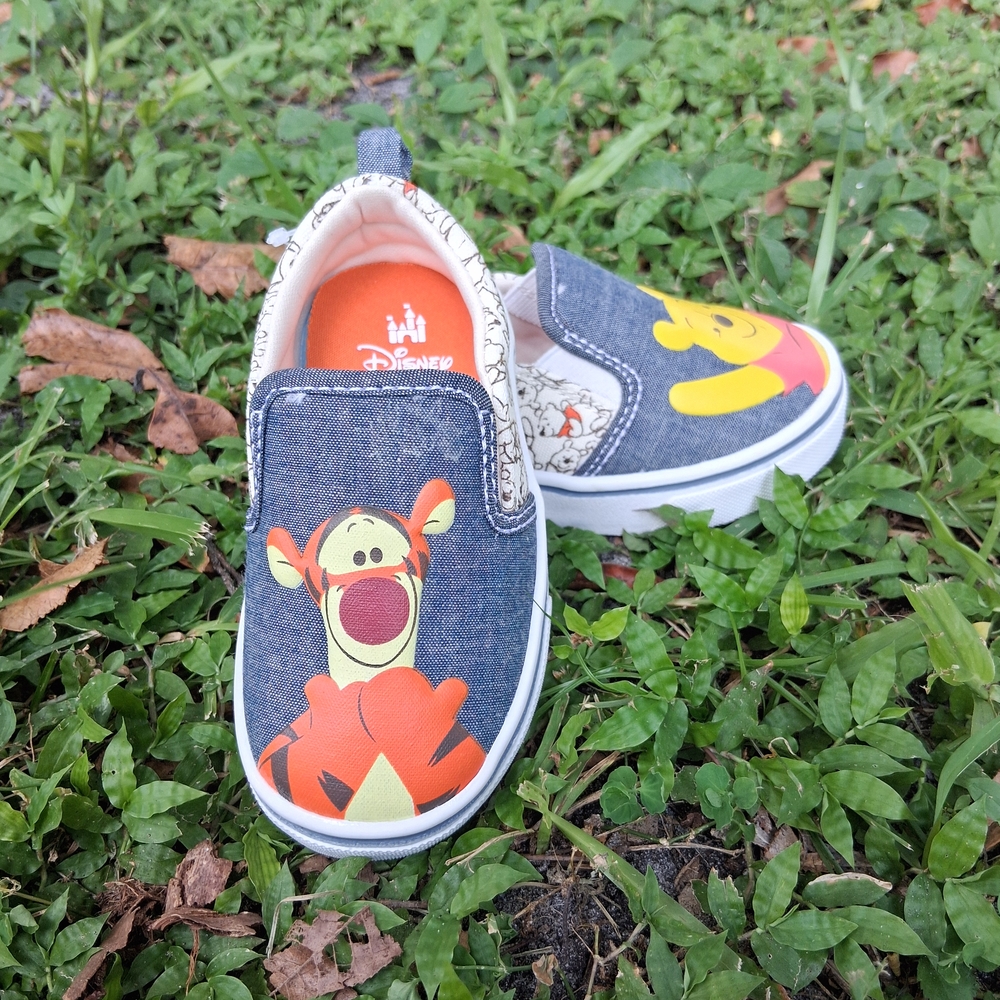 Disney Kids' Denim Slip-On Sneakers with Winnie the Pooh and Tigger - Picture 3 of 6